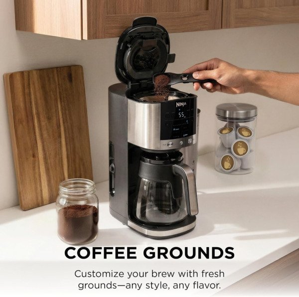 Ninja DualBrew Coffee Maker, Grounds & Pods, Stainless Steel, GP161