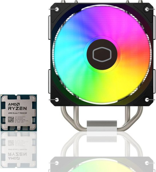 AMD Ryzen 7 7800X3D AM5 Gaming CPU with C00LER MASTER Hyper Spectrum V3 150W 120mm PWM Air Cooler (4.2-5.0GHz, 8-Core, 16-Threaded Desktop Processor with 3D V-Cache Tech & 86W Peak Power Consumption)
