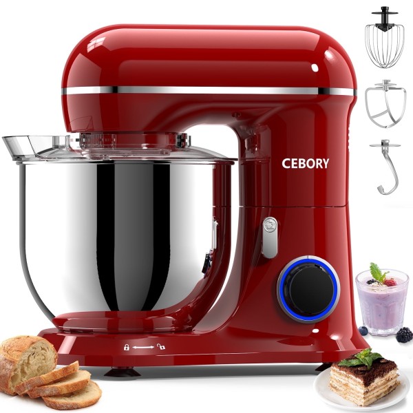 CEBORY 3 IN 1 Stand Mixer 6 QT Tilt Head 10 Speed Food Mixer Kitchen Electric Mixer With Dough Hook Beater Whisk Bowl For Most Home Cooks