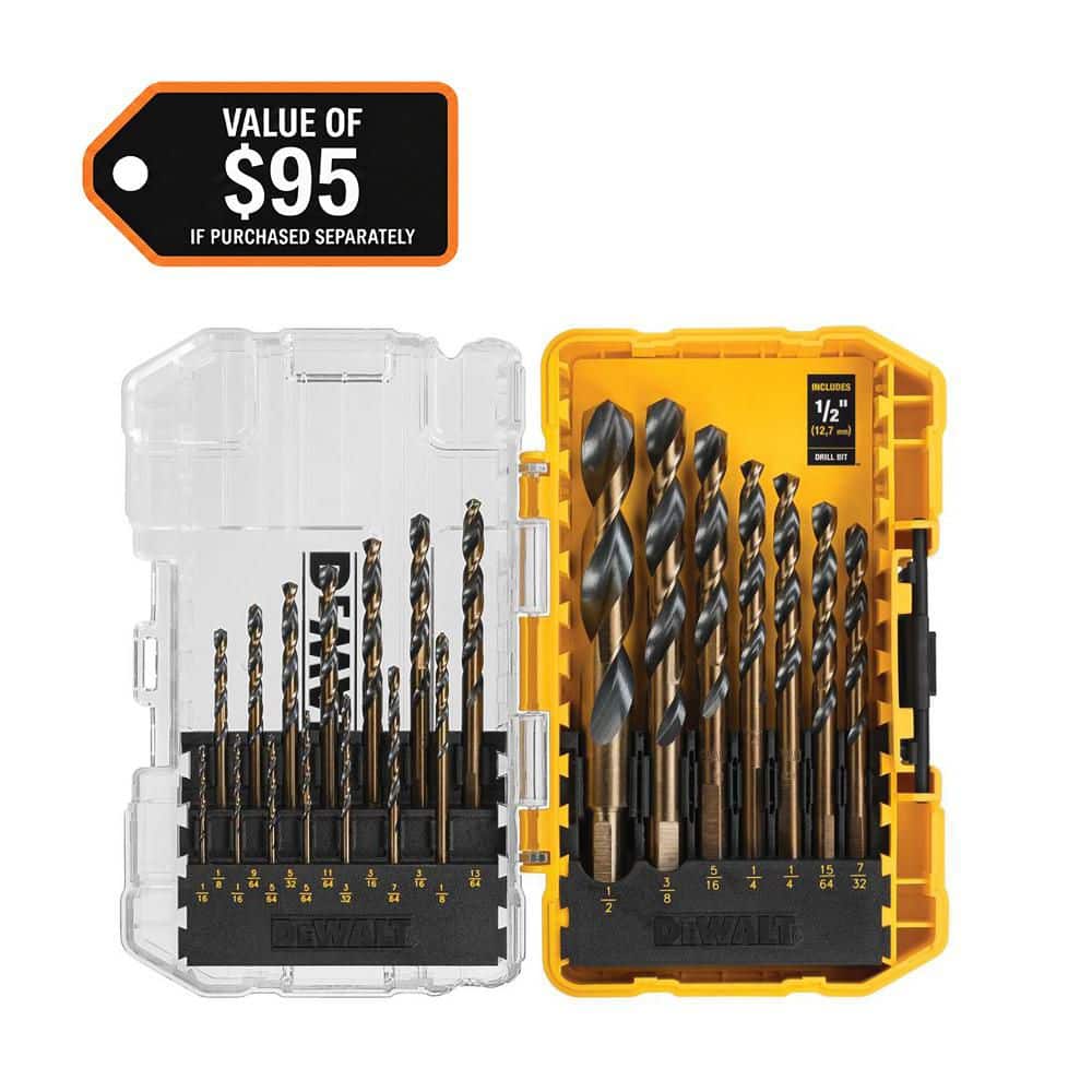 Black and Gold Twist Drill Bit Set (21-Piece)
