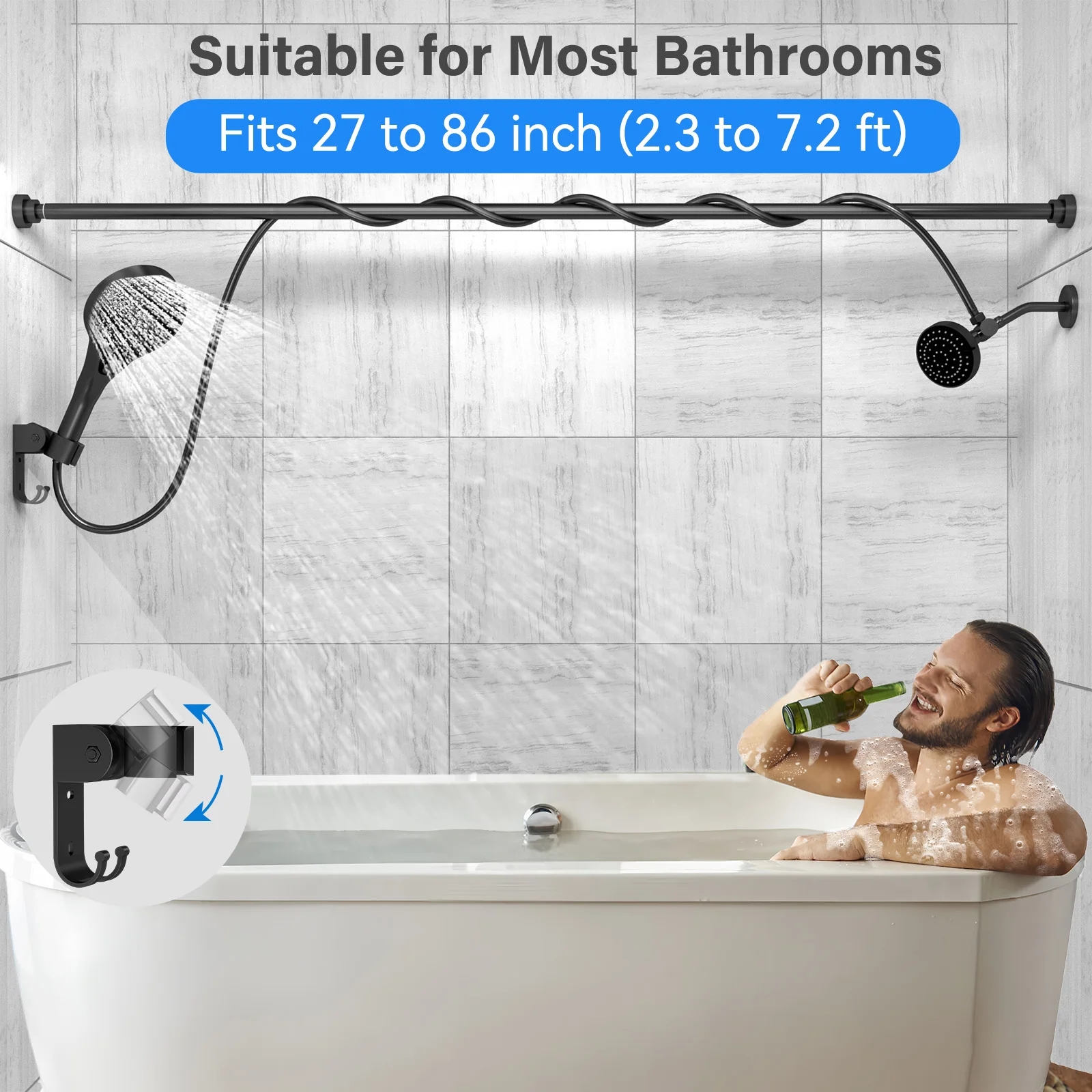 Tandem Shower Head for Couples, High Pressure Dual Shower Head, Double Shower Head for Two People, 2 Showerhead System