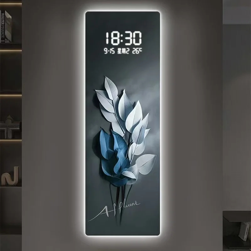 Home electronic clock, living room decoration lights, corridor hanging paintings, light luxury, clock murals
