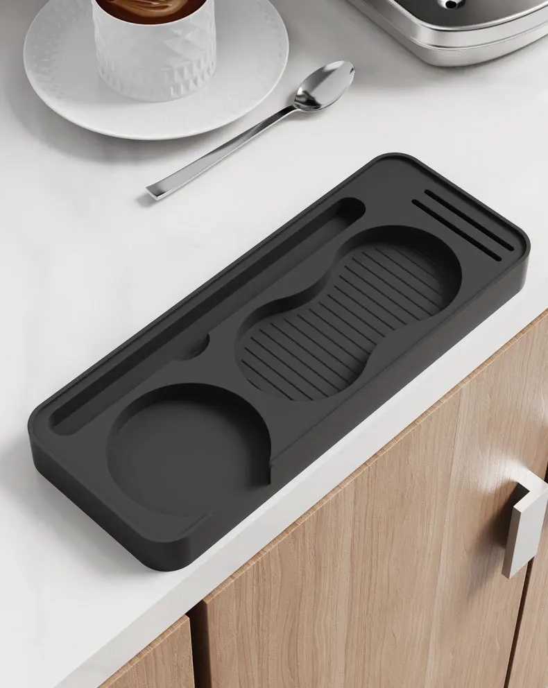 Non Slip Silicone Coffee Tamper Pad with Storage Holder for Espresso Tools and Coffee Grounds Distributor