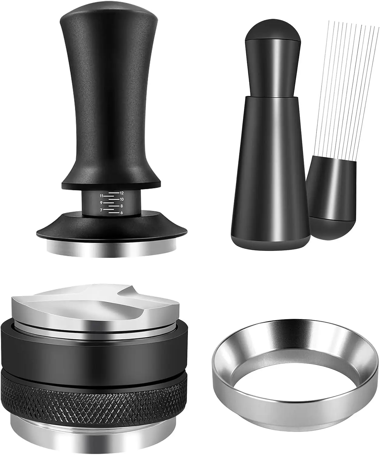 51mm 53mm 58mm Espresso Tamper Barista Coffee Tamper with Calibrated Spring Loaded Stainless Steel Tampers