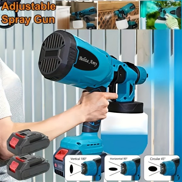 High Pressure Paint Sprayer Electric Airless HVLP Spray Gun, 3 Spray Patterns, Electric Paint Sprayer 27.05oz Container, Easy to Clean for House Painting, Furniture, Cabinets, Fence, Walls, Doors Home Car Repair DIY