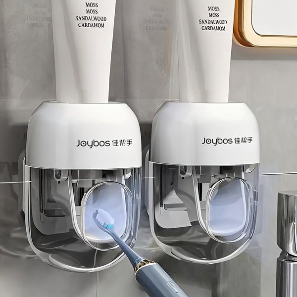 1pc, No-Punch Wall-Mounted Automatic Toothpaste Squeezer - Detachable Design, Simple White, Space-Saving, Hygienic, No-Touch Dispenser, Durable Material, Bathroom Supplies, Good for Christmas/Thanksgiving