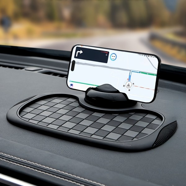 Multifunctional Non Slip Car Dashboard Cushion With Rotating Mobile Phone Holder Large Capacity Glasses And Key Storage Heat Resistant Silicone Lattice Design Suitable For All Vehicles Car Mobile Phone Holder Modern Dashboard Accessories