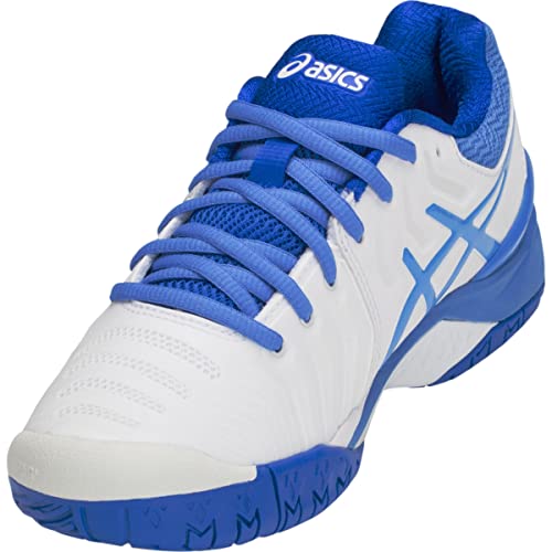 ASICS Women's Gel-Resolution 7 Tennis Shoes, 8.5, White/Blue Coast