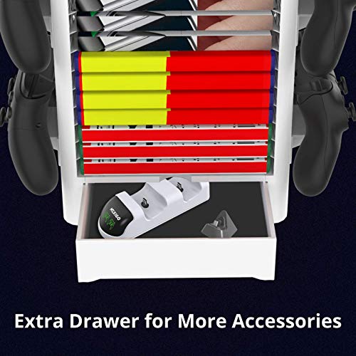 NexiGo Headset and Game Organizer (up to 10 Games) for PS5 PS4 Playstation/Xbox Series S & X/Switch Accessories, Headphones, Game Discs, Joy Cons, DualSense, Controllers, White