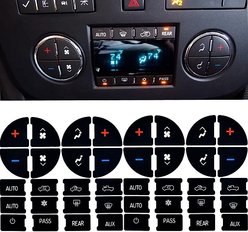2 Packs of AC Dash Button Repair Kit - Compatible with Chevy, Best for Fixing Faded or Ruined Buttons