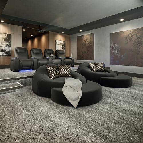 Seatcraft Cuddle Fabric Home Theater Seat in Black - Plush comfort for movie nights.