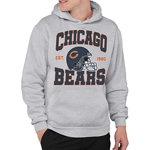 Junk Food Clothing x NFL - Chicago Bears - Team Helmet - Unisex Adult Pullover Fleece Hoodie for Men and Women - Size Large