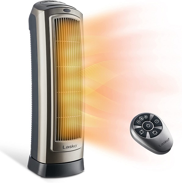 Digital Ceramic Tower Heater for Home with Adjustable Thermostat, Timer and Remote Control, 23 Inches, 1500W, Silver