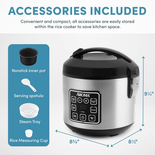 Close-up of the digital display panel of an Aroma Digital Rice Cooker - Transparent Background