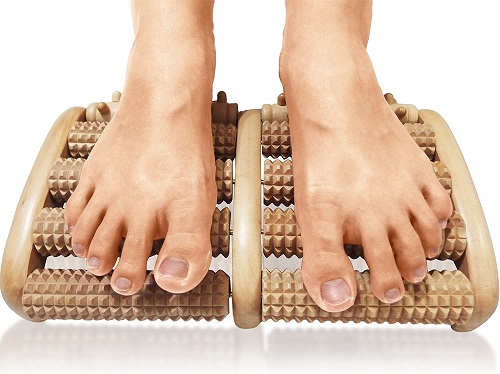 TheraFlow Foot Massager Roller - Plantar Fasciitis Relief, Heel, Arch, Muscle Aches, Foot Pain, Stress Relief - Relaxation Gifts for Women, Men - Shiatsu Massage, Reflexology Tool - Dual Wooden (Large)