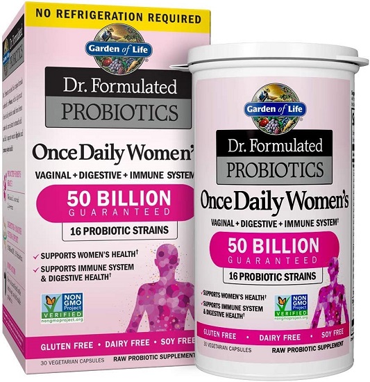 Probiotics for Women & Prebiotics, 50 Billion CFU for Women’s Daily Digestive Vaginal & Immune Health, Garden of Life 16 Probiotic Strains Shelf Stable No Gluten Dairy Soy, 30 Capsules
