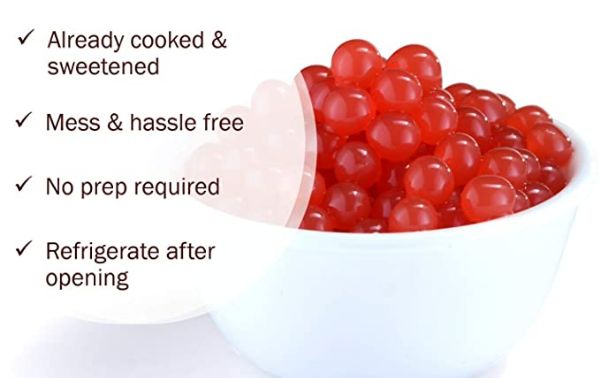 Strawberry Boba Pearls Strawberry Popping Boba Bursting Boba Strawberry Bubble Tapioca Pearls For Bubble Tea (Strawberry , 2 LB 1 Pack)