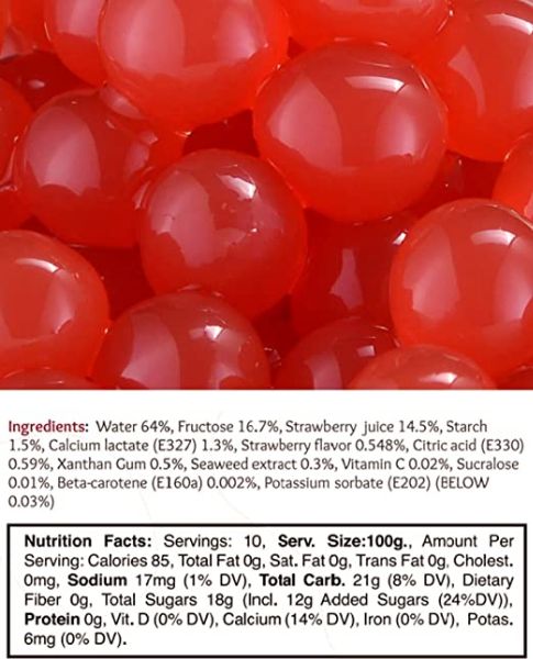 Strawberry Boba Pearls Strawberry Popping Boba Bursting Boba Strawberry Bubble Tapioca Pearls For Bubble Tea (Strawberry , 2 LB 1 Pack)