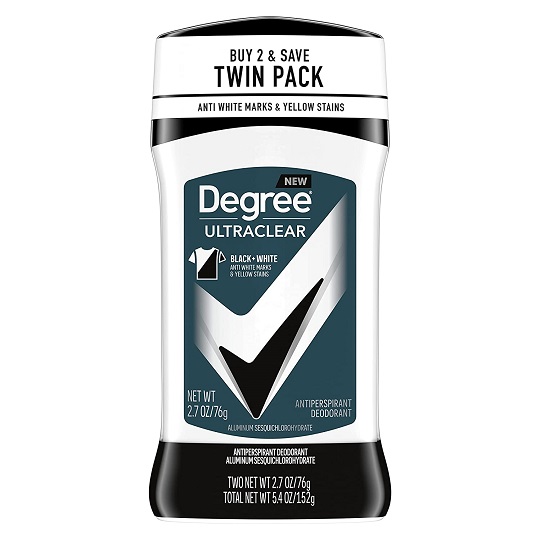 Degree Men UltraClear Antiperspirant Deodorant 72-Hour Sweat & Odor Protection Black + White Antiperspirant For Men With MotionSense Technology 2.7 oz, Twin Pack