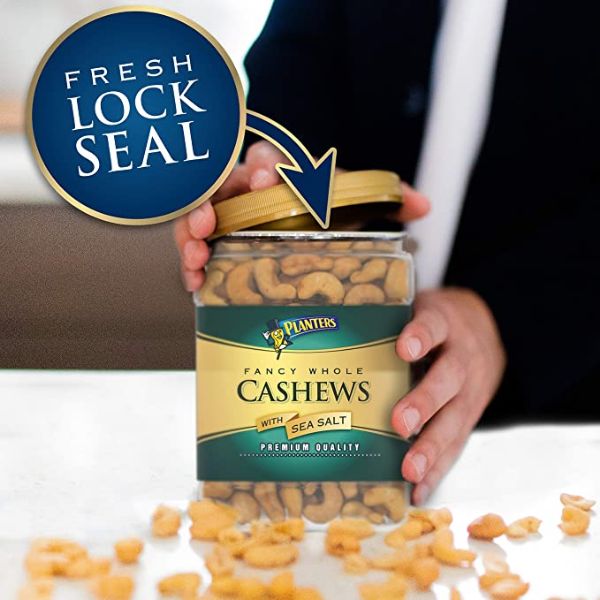 Fancy Whole Cashews with Sea Salt, 26 oz. Resealable Jar - Made with Simple Ingredients - Good Source of Vitamins and Minerals - Kosher (Packaging May Vary) - PLANTERS 