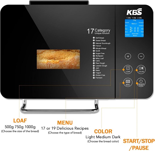 KBS Pro Bread Machine - Sleek Stainless Steel Design