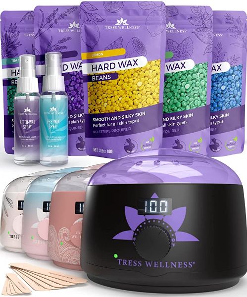 Tress Wellness Waxing Kit Wax Warmer for hair removal -Easy to use -Digital Display -For Sensitive skin - Hard wax