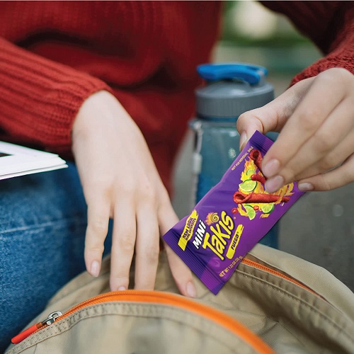 Takis Mini Fuego Rolled Tortilla Chips, Hot Chili Pepper and Lime Artificially Flavored, 25 Individual Snack Packs, 1.23 Ounces Each, Net Weight of 30.75 Ounces