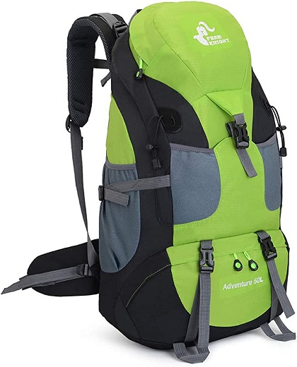 50L Lightweight Water Resistant Hiking Backpack,Outdoor Sport Daypack Travel Bag for Climbing Camping Touring (Green - No Shoe Compartment)