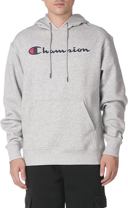 Champion mens Powerblend Fleece Pullover Hoodie, Script Logo Hooded Sweatshirt, Oxford Gray-y06794, X-Small US