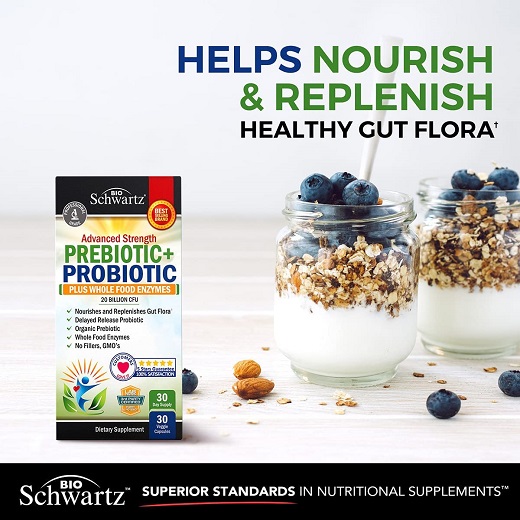 Probiotic with Whole Food Enzymes for Adults Women & Men - Probiotics Lactobacillus Acidophilus - Digestive Health Capsules Shelf Stable Supplement - Non-GMO Gluten & Dairy Free - 30ct