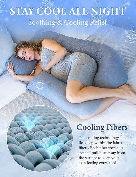 PharMeDoc Pregnancy Pillows, U-Shape Full Body Pillow – Cooling Cover Dark Grey – Pregnancy Pillows for Sleeping – Body Pillows for Adults, Maternity Pillow and Pregnancy Must Haves