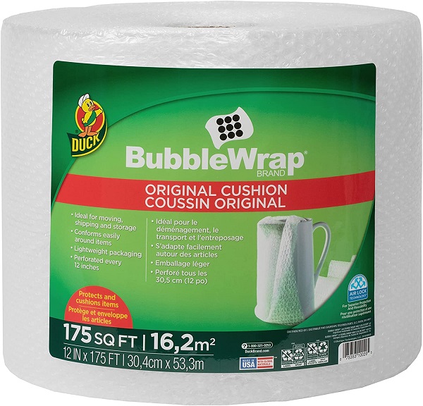 Duck Brand Bubble Wrap Roll, Original Bubble Cushioning, 12 x 175', Perforated Every 12 (286891)