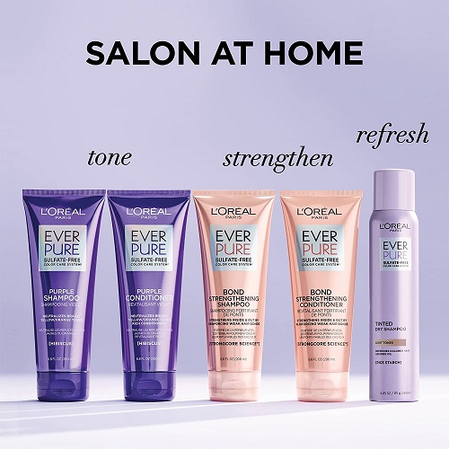 L'Oreal Paris EverPure Brass Toning Purple Sulfate Free Shampoo and Conditioner, 6.8 fl Ounce , 2 Count (Pack of 1)