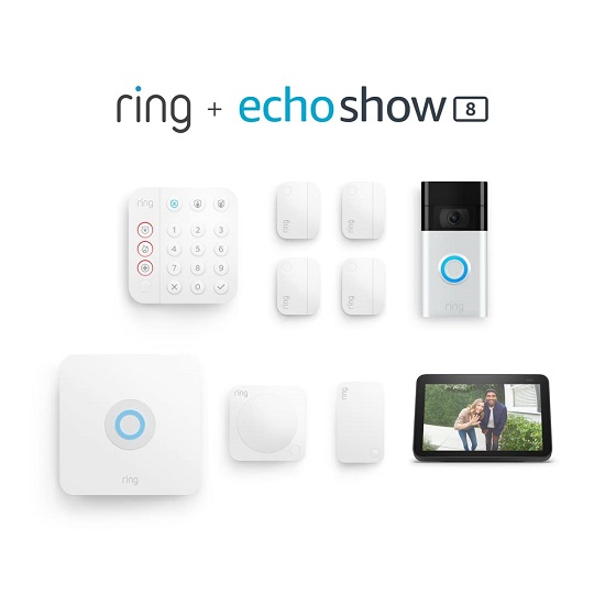 Ring Alarm 8-Piece Kit (2nd Gen) with security sensors and base station
