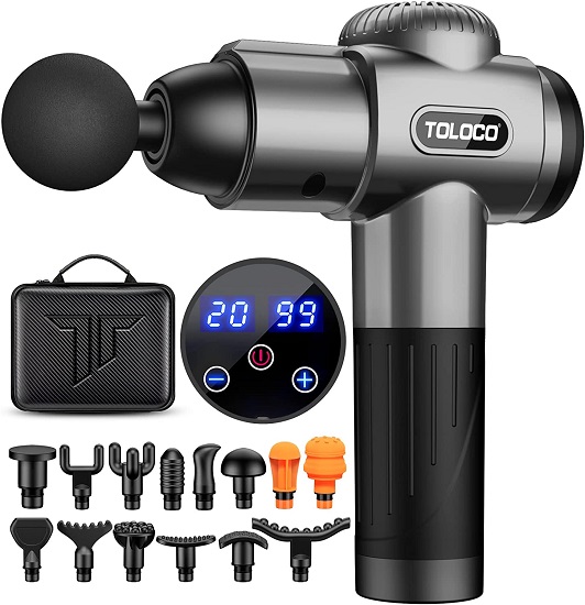 TOLOCO Massage Gun, Upgrade Percussion Muscle Massage Gun for Athletes, Handheld Deep Tissue Massager