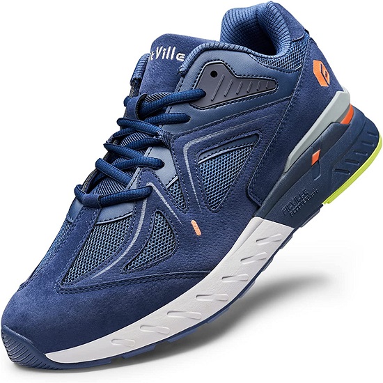 FitVille Extra Wide Walking Shoes for Men Wide Width Sneakers for Flat Feet Arch Fit Heel Pain Relief - Rebound Core (13 X-Wide, Majolica Blue)