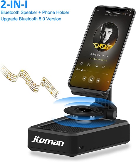 Cell Phone Stand with Wireless Bluetooth Speaker and Anti-Slip Base HD Surround Sound Perfect for Home and Outdoors with Bluetooth Speaker for Desk Compatible with iPhone/ipad/Samsung Galaxy