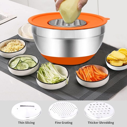 Set of Stainless Steel Mixing Bowls with Airtight Lids 