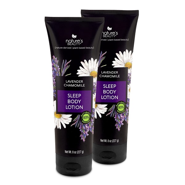 Nature’s Beauty Lavender Chamomile Sleep Body Lotion | Sleep Well with Lavender Moisturizer Made with Shea Butter, Jojoba, Coconut + Moringa Seed Oils - 2-pack