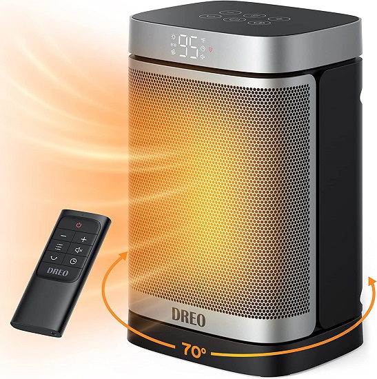 Space Heaters for Indoor Use, Atom One Portable Heater with 70°Oscillation, 1500W PTC Electric Heater with Thermostat, Fast Safety Heat, Remote, 1-12h Timer, Upgraded Small Heater for Office Home