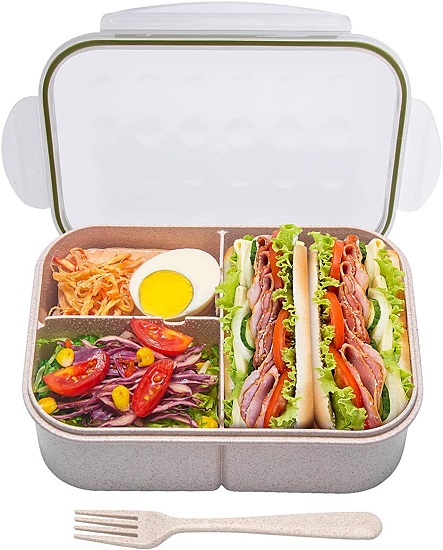 Bento Box,Bento Box Adult Lunch Box,Ideal Leak Proof Lunch Containers,Mom’s Choice Kids Lunch Box,No BPAs and No Chemical Dyes,Microwave and Dishwasher Safe Lunch Containers for Adults (White, L)