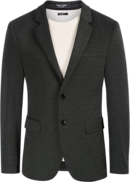 Men's Houndstooth Grid Knit Blazer Jacket 2 Button Casual Knit Sport Coat Grey S
