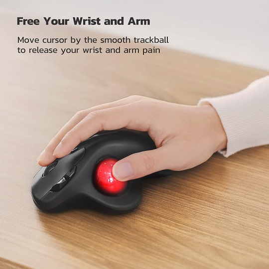 M501 Wireless Trackball Mouse, Rechargeable Ergonomic, Easy Thumb Control, Precise & Smooth Tracking, 3 Device Connection (Bluetooth or USB Receiver), Compatible for PC, Laptop, Mac, Windows By Nulea 