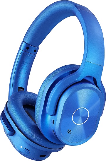 Zihnic Active Noise Cancelling Headphones, 40H Playtime Wireless Bluetooth Headset with Deep Bass Hi-Fi Stereo Sound,Over-Ear Headphone,Comfortable Earpads for Travel/Home/Office (Blue)