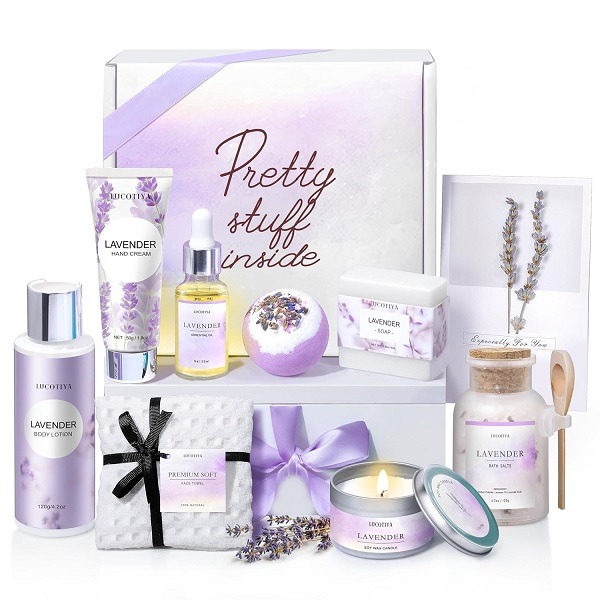 Birthday Gifts for Women Bath and Body Works Gifts Set for Women Spa Gifts Baskets for Women Bubble Bath for Women Lavender Gifts for Women,Mom,Her,Sister,Wife,Auntie Wine Tumbler Purple Womens Gifts
