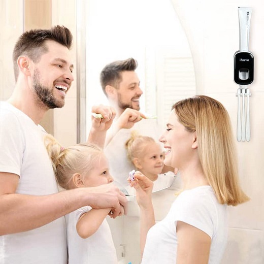 iHave Toothbrush Holders Bathroom Accessories, Smart Home Products Tooth Brushing Holder with Automatic Toothpaste Dispenser Bathroom Organizer