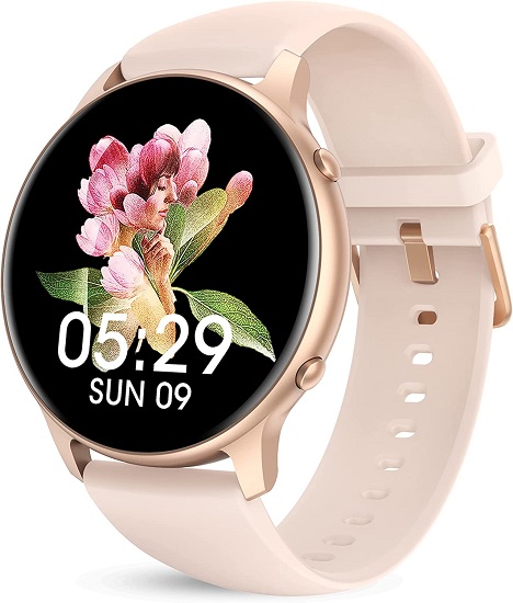 Round Smart Watches for Women, 2022 HD LCD Smartwatch iPhone/Samsung Compatible, 3ATM Waterproof Fitness Watch Monitor for Heart Rate, Blood Oxygen, Sleep, Activity Tracker with Steps, Calories