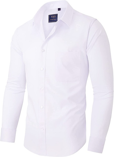 Alimens & Gentle Men's Dress Shirts Solid Long Sleeve Wrinkle-Free Business Casual Button Up Shirt with Pocket