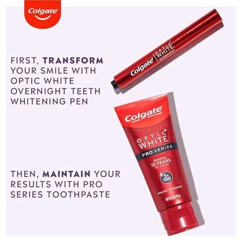 Applying Colgate Optic White Overnight Pen - Applying whitening gel to teeth with a Colgate Optic White Overnight Whitening Pen.