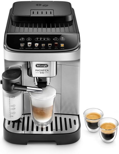 Magnifica Evo Automatic Espresso & Coffee Machine with Automatic Milk Frother for Latte, Cappuccino, Iced Coffee, Built-in Grinder, ECAM29084SB By De'Longhi 